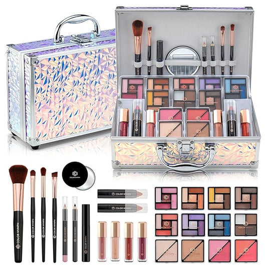 Color Nymph Makeup Kit For Women, Girls Makeup Set For Teens Professional Make Up Kits With Travel Case Full Cosmetics Kit w/ 35 Colors Eyeshadows Lipstick Blush Brushes Lipgloss Mascara-Velvo Beauty
