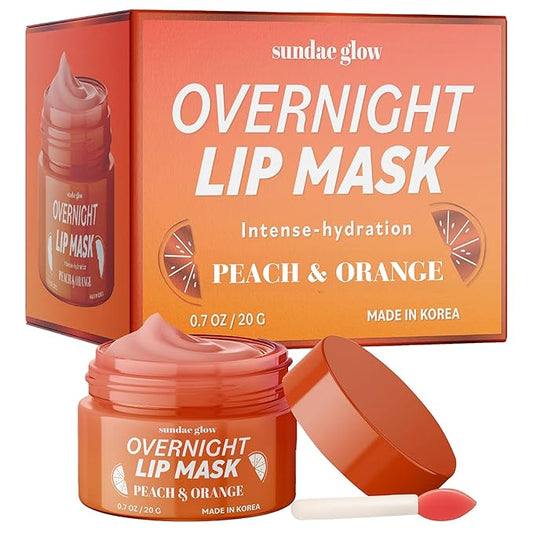 Peach & Orange Lip Mask - Dermatologist Tested, Anti-Aging, Korean Skin Care, Deep Hydration, Overnight Lip Repair - Vegan, Clean Beauty, 95% Natural, Cruelty-Free - 1 Pack-Velvo Beauty
