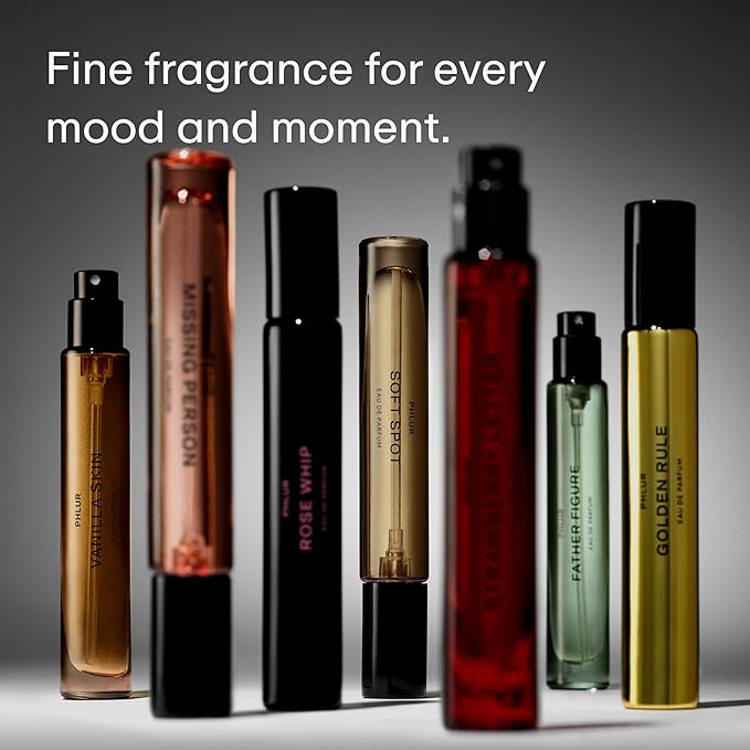 PHLUR Golden Rule Eau de Parfum - Travel Size Perfume Fragrance - Fruity Floral Perfume with Mandarin, Pink Pepper, Pear, Jasmine, Coconut Milk, Sandalwood & Vanilla Cream (9.5mL)-Velvo Beauty
