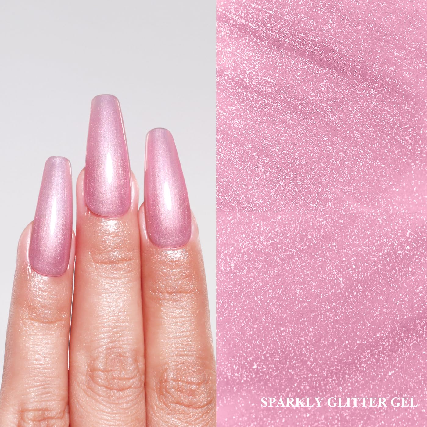 Imtiti Glitter Gel Nail Polish, Light Pink Pearl Glitter Nail Gel Polish Diamond Shimmer Sparkle Soak Off UV LED Spring Summer Manicure 10ML-Velvo Beauty