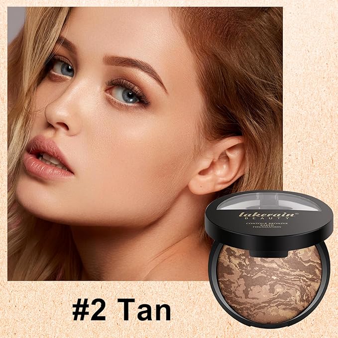 Baked Powder Foundation Makeup, Brighten Color Correcting Foundation Make up, Foundation for Mature Skin, Face Powder for Women, Full Coverage, Natural Finish & Easy to Use #02-Velvo Beauty