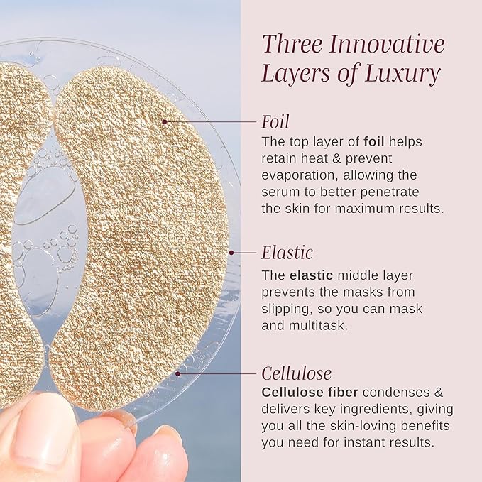 Wander Beauty Baggage Claim - Rose Gold & Gold Foil Under Eye Patches For Dark Circles and Puffiness - Under Eye Mask Depuffs & Firms - Brightening Eye Mask for Under Eye Bags (2 Pack)-Velvo Beauty