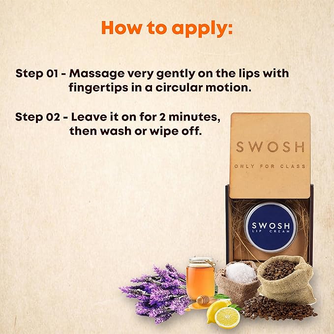 SWOSH Organic Lip Cream For Lightening & Brightening Dark Lips For Men & Women, 0.53 OUNCE with natural extract, clove oil, lavender oil, Lemon Grass oil lip Cream-Velvo Beauty