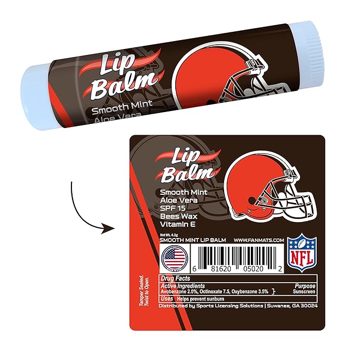FANMATS 34638 Cleveland Browns Smooth Mint SPF 15 Lip Balm-Velvo Beauty