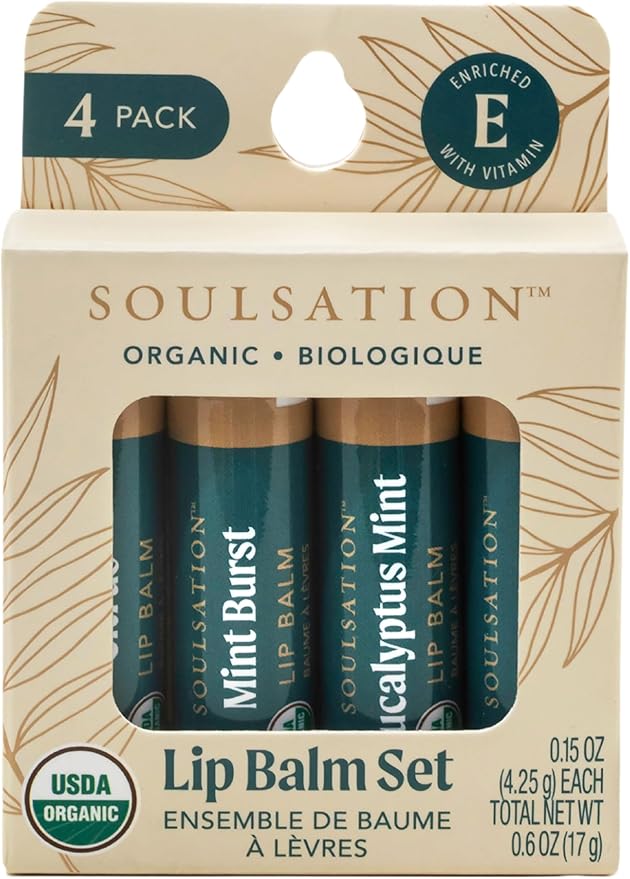Organic Lip Balm Set, 4 Flavors - Moisturizing for Cracked & Dry Lips-Velvo Beauty