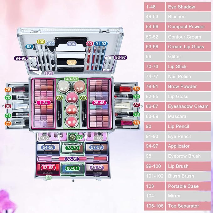 102 Colors Professional make up set, All in one makeup kit for women full kit, Cosmetics teenagers, Makeup palette-Velvo Beauty