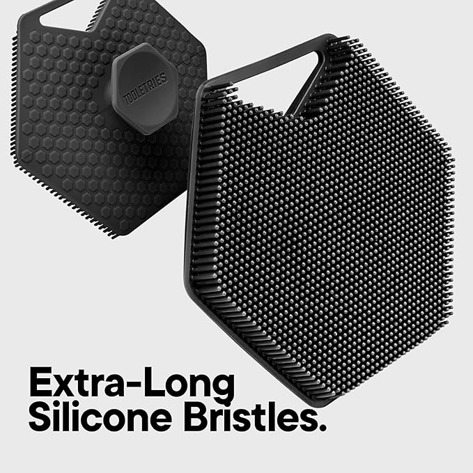 TOOLETRIES Body Scrubber 2.0 – Premium Silicone Scrubber for Cleaning, Exfoliating and Invigorating Your Skin – Extra Long Lather Boosting Bristles with Ergonomic Handle, Long-Lasting & Easy to Clean-Velvo Beauty