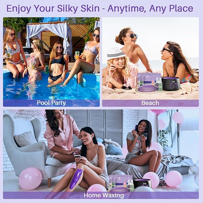 BLITZWAX Brazilian and Bikini Waxing Kit for Women, Hard Wax Warmer for Face, Legs and Body, At Home Hair Removal Kit, Beginner Friendly, Fast Heating, 51 Accessories, 6 Types Wax Bean Formula-Velvo Beauty