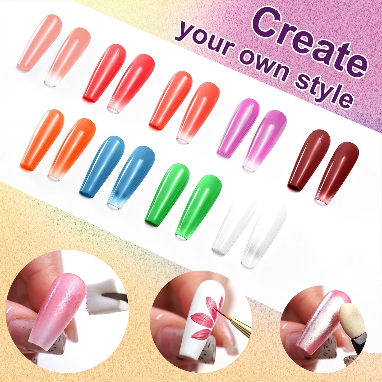 Gradient Painting Gel, 9 Colors Ombre Gel Nail Polish Sponging for Pigment Pat Nails Aura Nails French Manicure Long-lasting Home Salon DIY Nail Art Fluorescent-Velvo Beauty