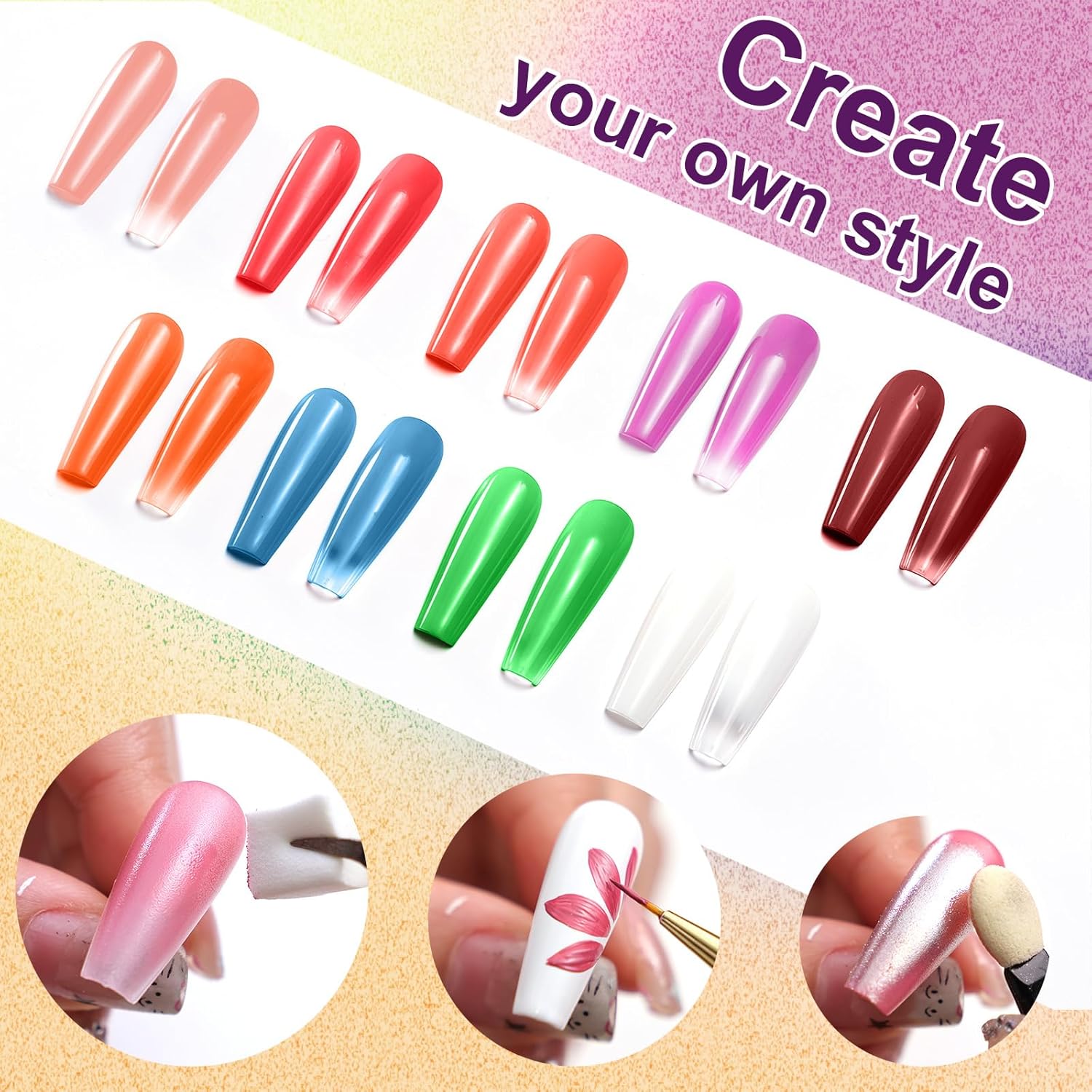 Gradient Painting Gel, 9 Colors Ombre Gel Nail Polish Sponging for Pigment Pat Nails Aura Nails French Manicure Long-lasting Home Salon DIY Nail Art Fluorescent-Velvo Beauty