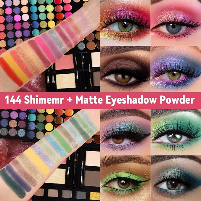 CHARMCODE 190 Colors Cosmetic Make up Palette Set Kit Combination with Eyeshadow Facial Blusher Eyebrow Powder Face Concealer Powder Eyeliner Pencil A Mirror All-in-One Makeup Gift Sets For Women-Velvo Beauty