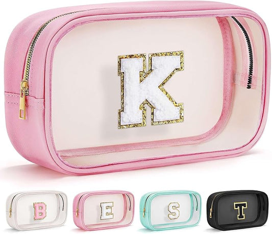 YOOLIFE Birthday Gifts Clear Makeup Bag Cosmetic Bag Pink Preppy Stuff Travel Accessories Makeup Pouch Birthday Gift for 4 5 6 7 8 9 10 11 12 Year Old Girls Graduation Teacher Gift K-Velvo Beauty