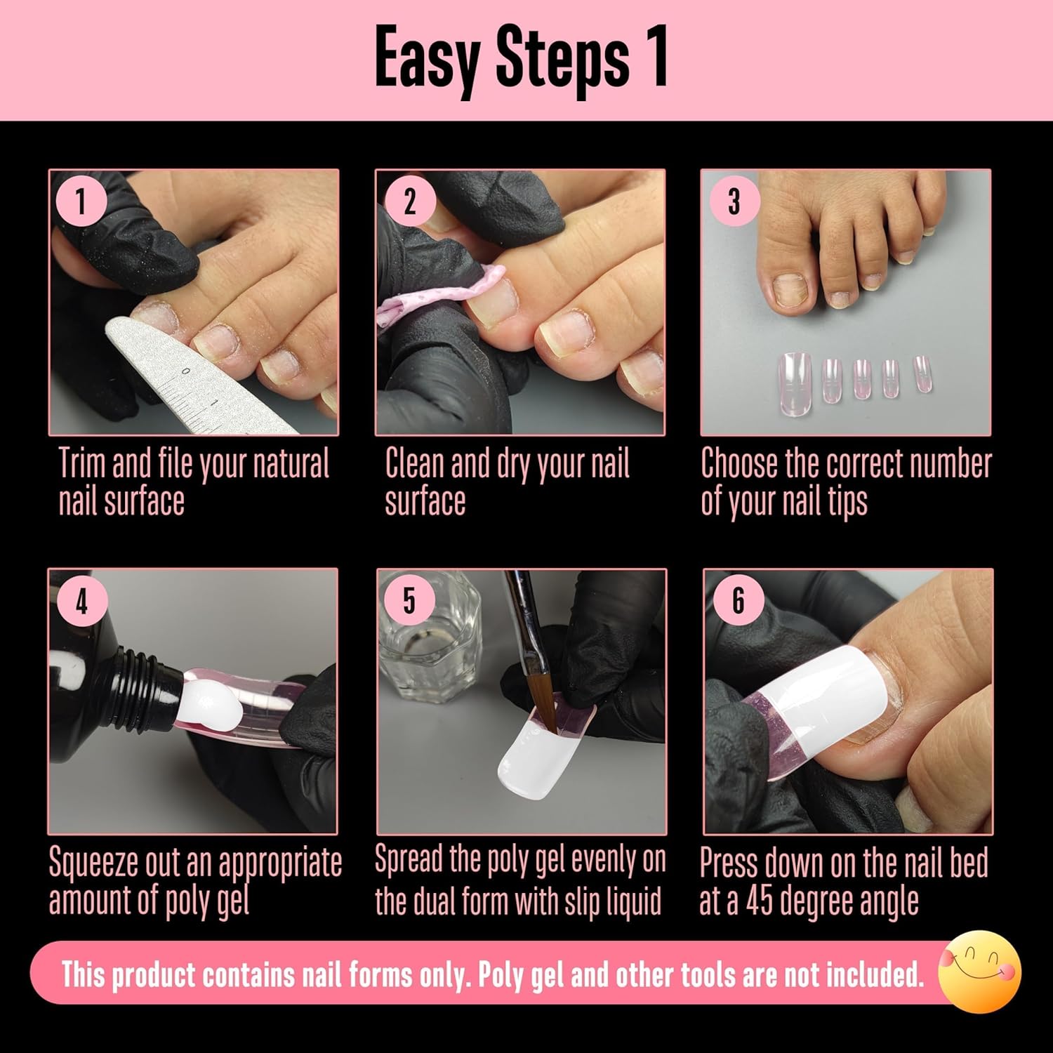 300 Pcs Toe Nail Dual Forms for Poly Gel Toenail Extension, PINK, Reusable Molds for Polygel Buider Hard Gel Acrylic French Tip Toenails, for Nail Art Salon Pedicure & DIY at Home 15 sizes-Velvo Beauty