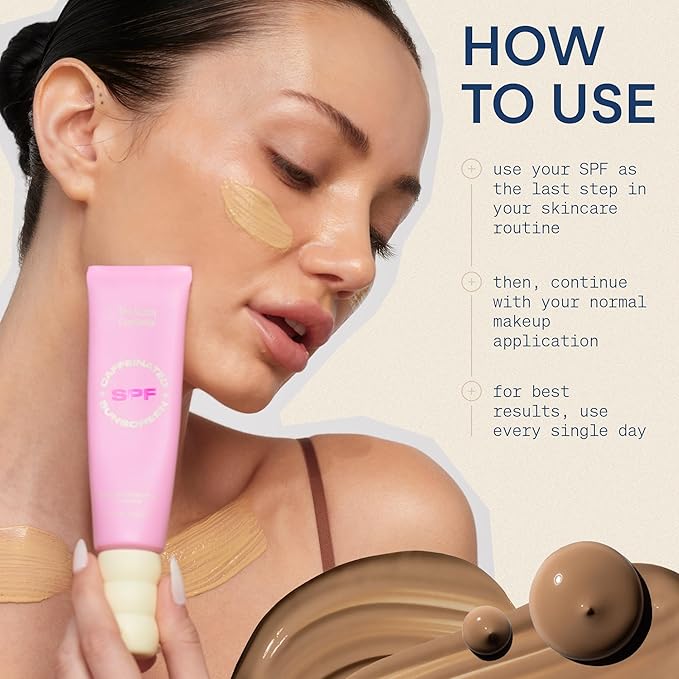 The Skinny Confidential Caffeinated Mineral Sunscreen, SPF 40 - Fragrance-Free Face Sunscreen with No White Cast - Non-Greasy & Lightweight Sun Screen Lotion Reduce Wrinkles, Redness & Puffiness-Velvo Beauty