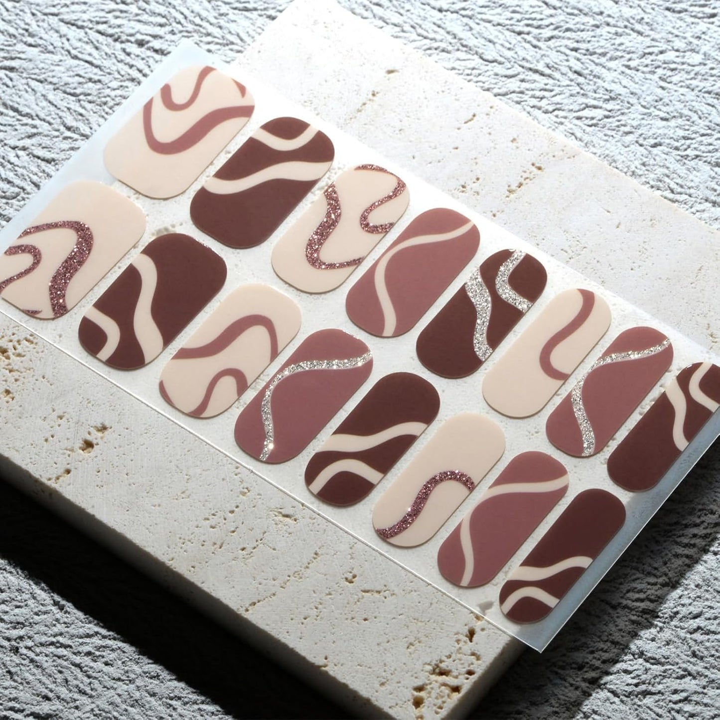 Nail Polish Strips, 32PCS Salon Quality Wraps, Long Lasting Gel Nail Stickers for Women Easy Apply& Remove (Basketry Yellow Brown)-Velvo Beauty