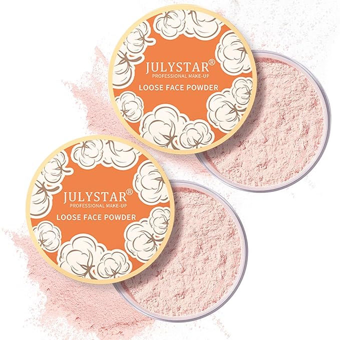 2PCS Pink Setting Powder Loose Face Powder Matte Soft Smooth Oil Control Long Lasting Loose Setting Powder Makeup for Natural Flawless（02# Pink Complexion）-Velvo Beauty