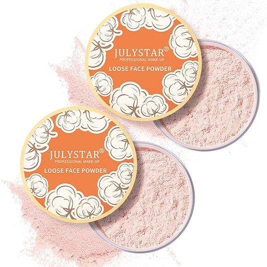 2PCS Pink Setting Powder Loose Face Powder Matte Soft Smooth Oil Control Long Lasting Loose Setting Powder Makeup for Natural Flawless（02# Pink Complexion）-Velvo Beauty