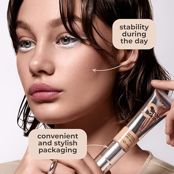 LAMEL Smartskin Serum Tinted Foundation - Hydrating & Nourishing - Hypoallergenic & Skin-Caring - Color Correcting - Anti-Aging Formula with Hyaluronic Acid - 402, 1,18 fl.oz-Velvo Beauty