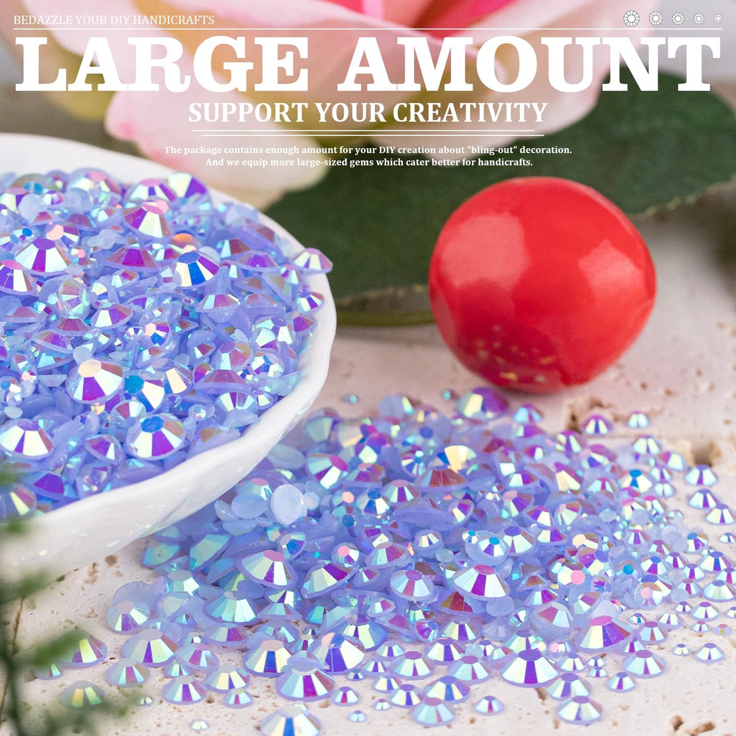 Resin Rhinestones Crafting, 2/3/4/5/6mm Flatback Jelly Rhinestones, 1 Box Sky Blue AB Non Hotfix Crystal Gems for Bedazzling Crafts Mugs Tumblers Clothes Makeup Nail-Velvo Beauty