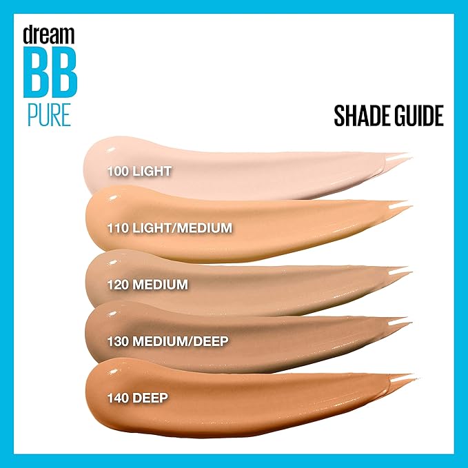 Maybelline Dream Pure Skin Clearing BB Cream, 8-in-1 Skin Perfecting Beauty Balm With 2% Salicylic Acid, Sheer Tint Coverage, Oil-Free, Light/Medium, 1 Count-Velvo Beauty