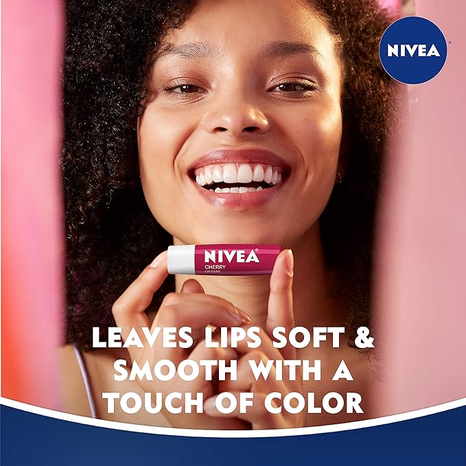 NIVEA Cherry Lip Care - Tinted Lip Balm for Beautiful, Soft Lips - Pack of 4-Velvo Beauty