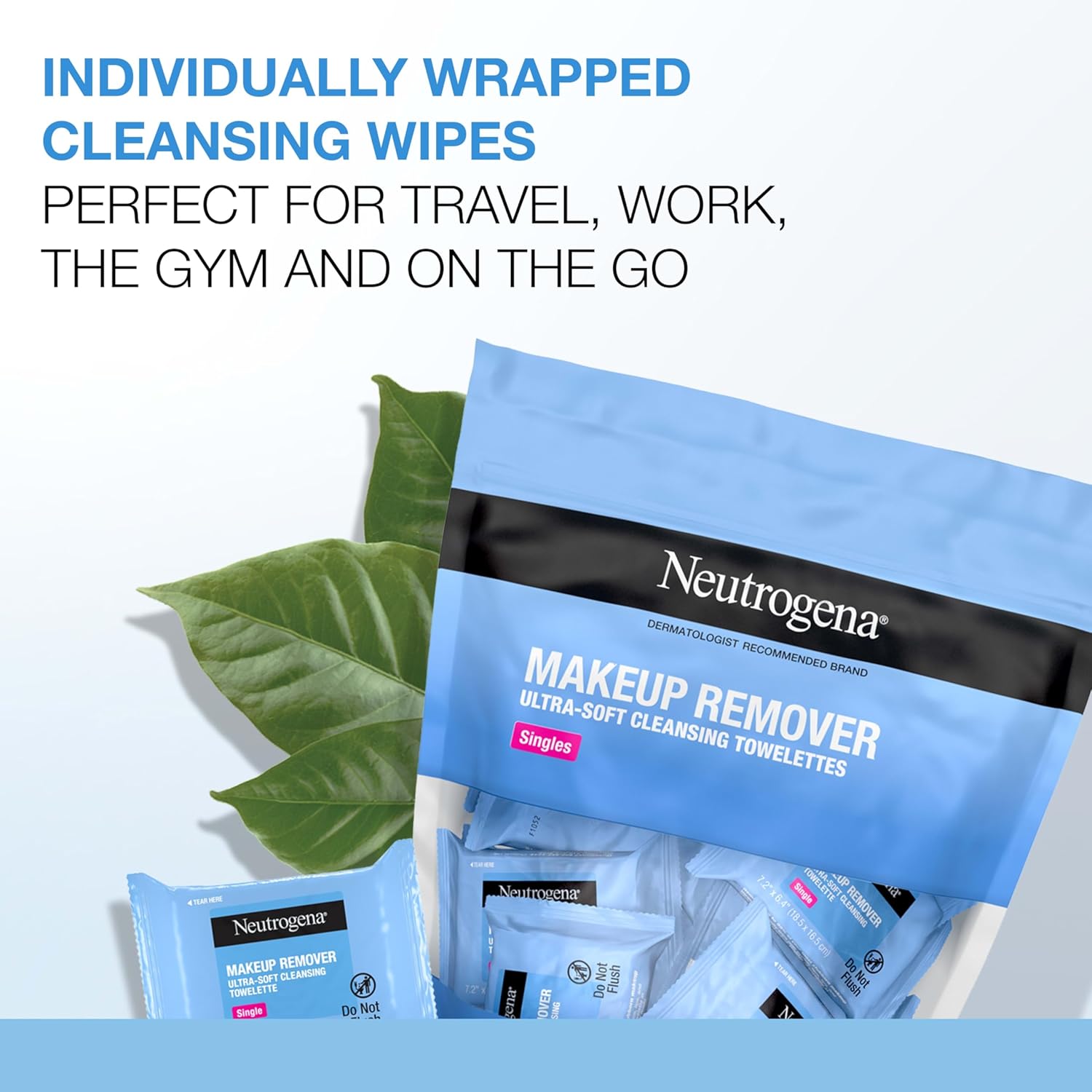 Neutrogena Makeup Remover Wipes Singles, Individually Wrapped, Daily Facial Cleanser Towelettes, Gently Removes Oil & Makeup, Alcohol-Free, 20 ct-Velvo Beauty
