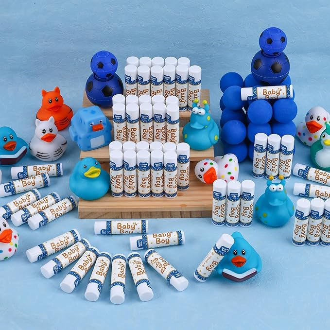 DMSKY 60 Pcs Baby Shower Favors, Lip Balms Bulk Gift for Guests, Boys Girls Games Neutral Gender Reveal Favors, Baby Shower Birthday Party Supplies Basket Gift Stuffers-Velvo Beauty