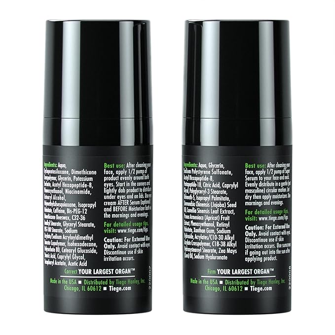 Tiege Hanley Morning and Night Facial Firming Serum (SUPER SERUM) and Eye Cream (EYES) for Men | Anti-Aging Pack | Sodium Hyaluronate and Retinyl Palmitate for Tighter, Smoother Skin | Caffeine to Fight Dark Circles | 0.5 ounces each-Velvo Beauty