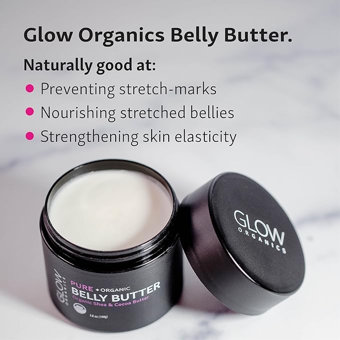 Belly Butter for Pregnancy, 100% Organic Stretch Mark Cream, Maternity Skincare for Itchy Skin & Scars, Safe Daily Ritual for Moms, 3.8oz-Velvo Beauty