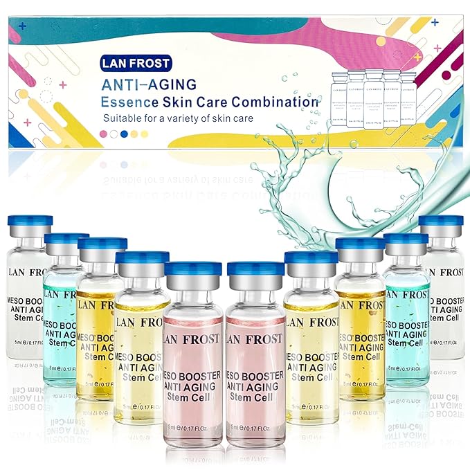 BB Facial Glow Kit Hyaluronic Acid Essence Skin Care Combination 0.17oz Hyaluronic Acid Ampoule and Essence Foundation 10 Vials Facial Serum Skin Therapy Kit-Velvo Beauty