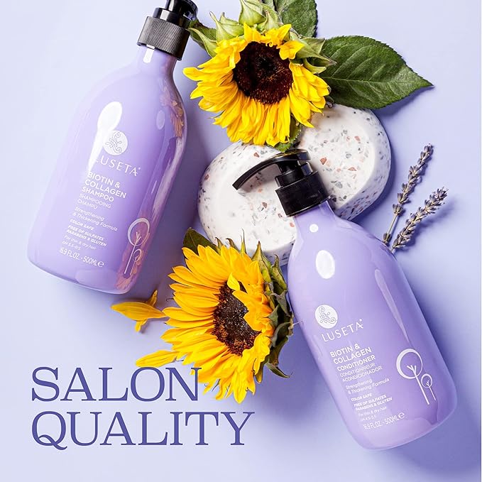 Luseta Biotin Shampoo and Conditioner for Hair - Thickening Shampoo for Thinning Hair - Infused with Argan Oil to Repair Damaged Dry Hair - Sulfate Free Paraben Free-2 x 16.9 fl oz-Velvo Beauty