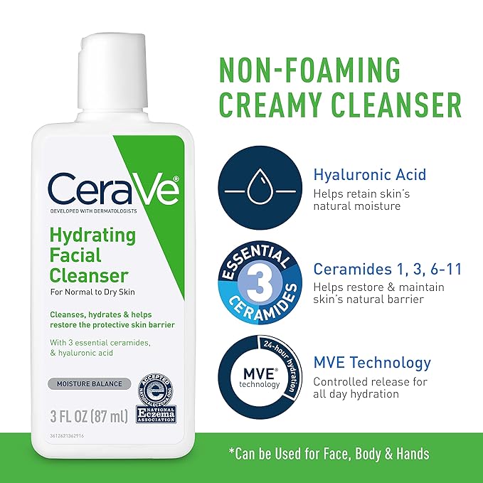 CeraVe AM Face Moisturizer with SPF, PM Face Moisturizer & Hydrating Face Wash Skin Care Routine for Morning & Night | Travel Size Toiletries | 3oz Lotion + 3oz Lotion + 3oz Cleanser-Velvo Beauty