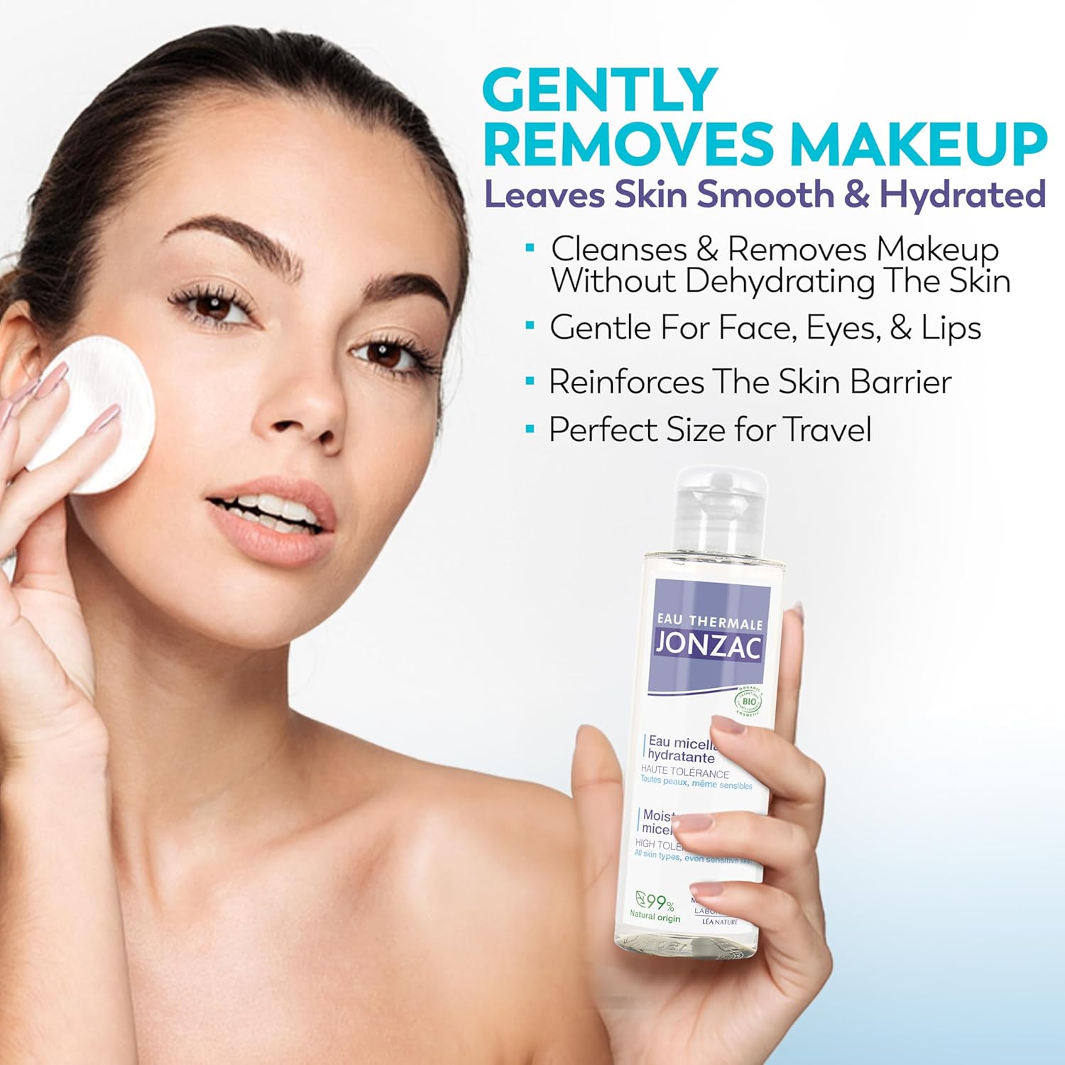 99% Organic Micellar Water - Natural Eye & Face Makeup Remover - Hydrating Thermal Water - for Sensitive Skin - Non-Toxic - Agua Micelar Orgánica - Travel Size - 3.38 Fl Oz-Velvo Beauty