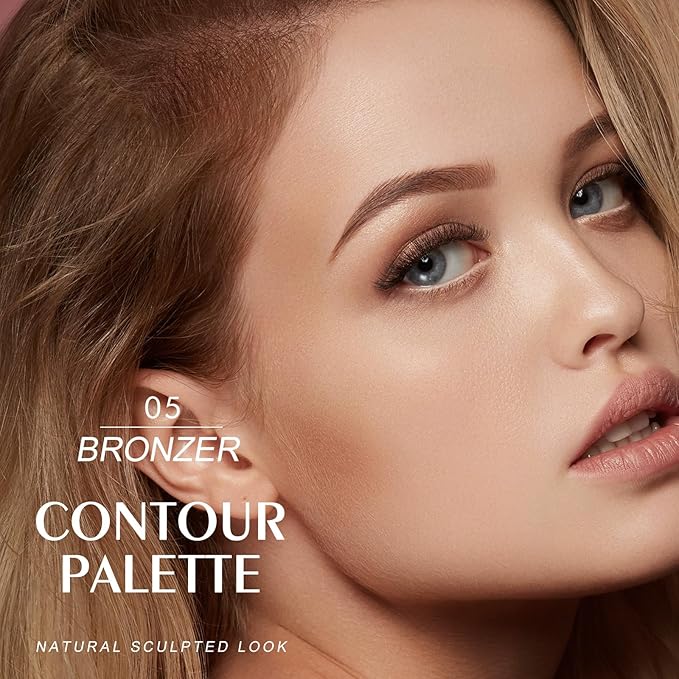 KYDA Face Sculpting Contour Palette, Natural Shimmer Smooth Contour Pressed Powder, Ultra-fine Lightweight, Easy to Blend, Multiuse Baked Contour Makeup-BRONZER-Velvo Beauty