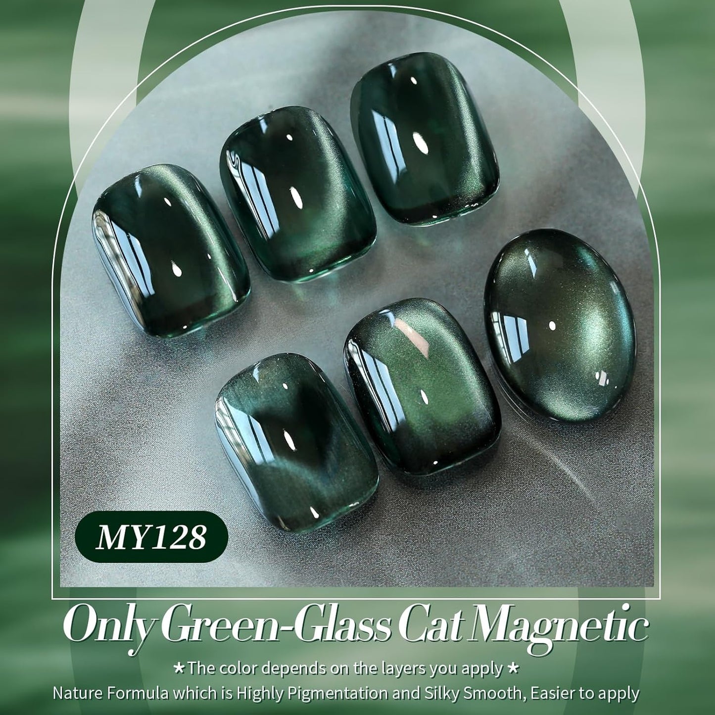 Born Pretty Cat Magnetic Gel Nail Polish, Retro Green Gel Polish Crystal Cat Holographic Magnetic Nail Polish Nail Art Manicure Salon DIY at Home 15ML-Velvo Beauty