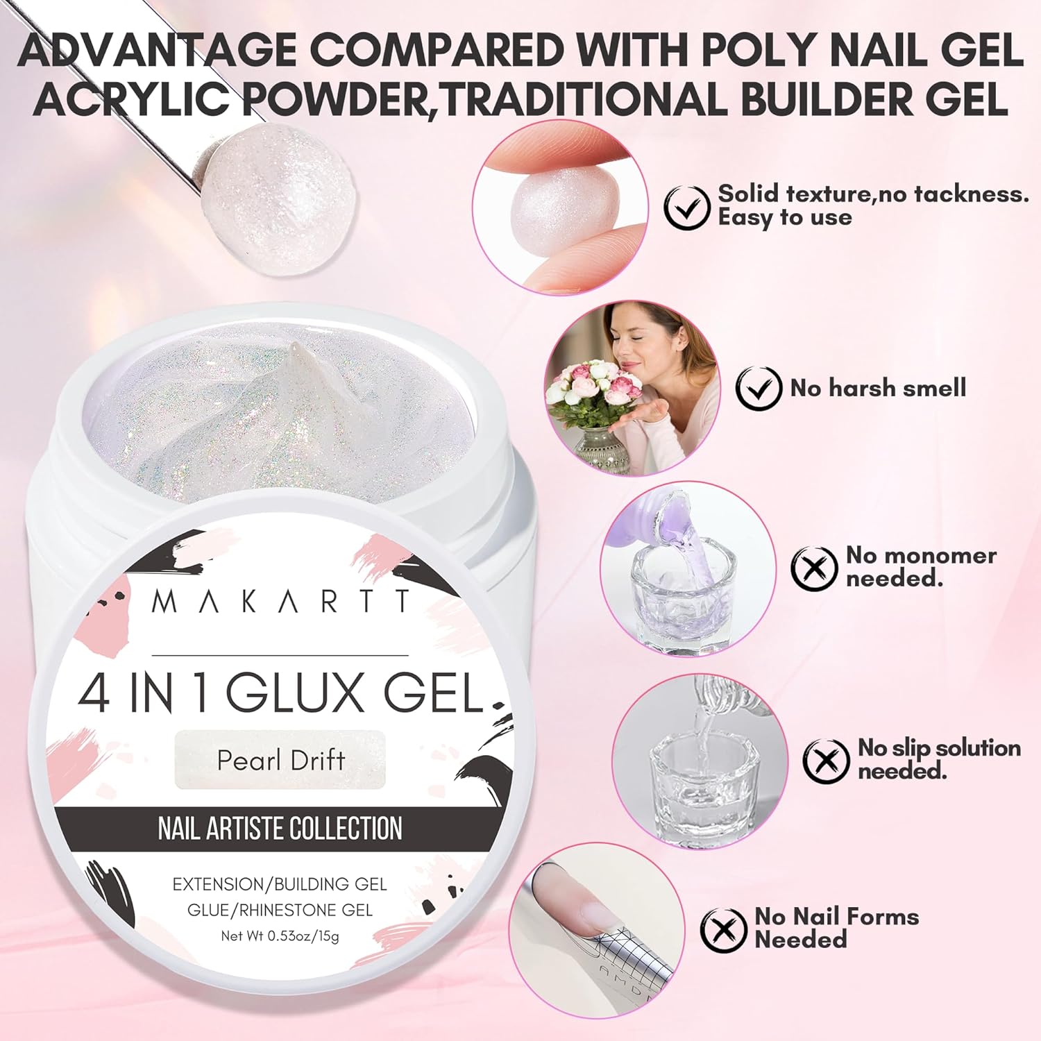 Makartt 3D Nail Gel Art for Nails Starter Kit: 4 Colors 3D Sculpting DIY Manicure Solid Gel Builder Clear and Shimmers for Extension, Molding Hard Gels with Silicone Flower Molds Sculpture Brush-Velvo Beauty