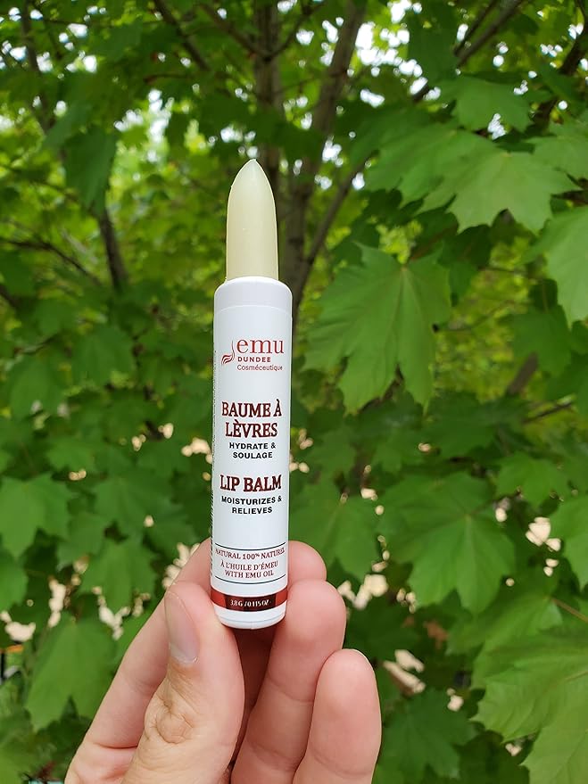 Emu Dundee | 2 Tubes of Natural Lip Balm with Emu Oil, Made in Canada | Relieves, Hydrates and Soothes Dry, Cracked & Chapped Lips | Fragrance Free(2x 3.8g)-Velvo Beauty