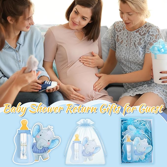 24 Set Baby Shower Lip Balm Bulk Baby Shower Party Favors Baby Shower Gifts for Guests Elephant Themed Decorations Natural Flavored Lip Moisturizer Lip Care Products for Girls Women Kids-Velvo Beauty