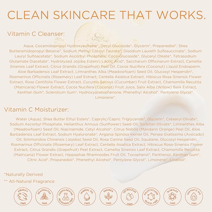 InstaNatural Vitamin C Cleanser and Moisturizer Kit, Brightens, Reduces the Look of Fine Lines and Uneven Texture, with Aloe Vera and Botanical Extracts-Velvo Beauty