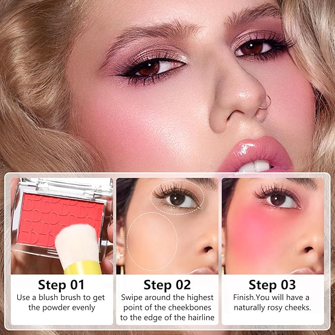 Embossed Blush, Palette Pink Dark Powder Blush Palette-Velvo Beauty