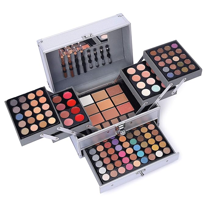132 Color All In One Makeup Gift Set Kit- Includes 94 Eyeshadow, 12 Lip Gloss, 12 Concealer, 5 Eyebrow powder, 3 Face Powder, 3 Blush, 3 Contour Shade, 2 Lip Liners, 2 Eye Liners, 4 Eyeshadow Brush-Velvo Beauty