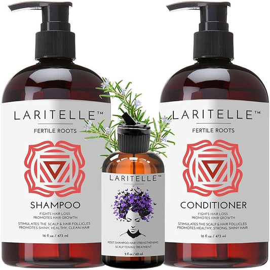 Organic Hair Care Set Fertile Roots | Fortifying, Strengthening & Rejuvenating | Prevents Hair Thinning and Shedding, Promotes New Hair Growth | Ayurvedic Herbs, Lavender, Ginger, Rosemary-Velvo Beauty