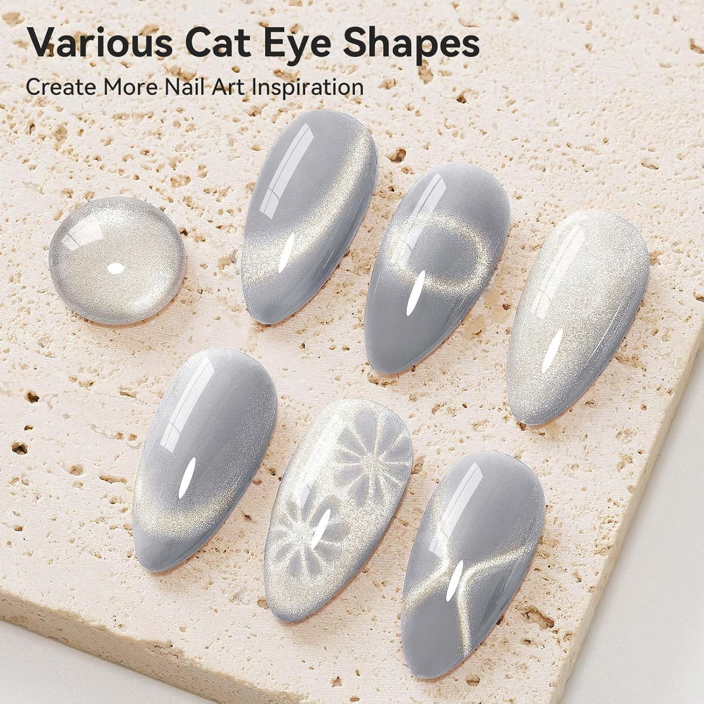 Silver Cat Eye Gel Nail Polish, Magnetic Nail Polish Glitter Holographic With Magnet Gold Shimmer Cateye Effect, UV Velvet Gel Nails Art Manicure Salon DIY Home, 12ML-Velvo Beauty