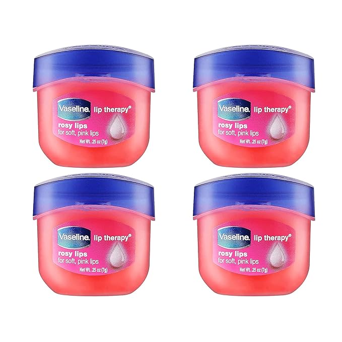 Vaseline Lip Therapy Lip Balm Mini, Rosy Lips | Lip Repair in a Container for Cracked, Dry Lip | Travel Size 0.25 oz (Pack of 4)-Velvo Beauty