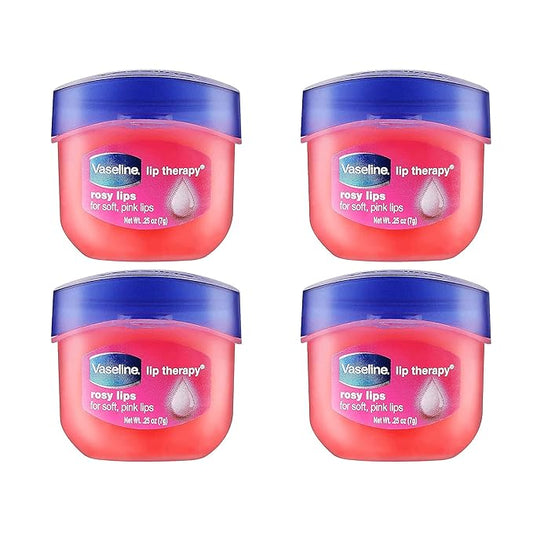Vaseline Lip Therapy Lip Balm Mini, Rosy Lips | Lip Repair in a Container for Cracked, Dry Lip | Travel Size 0.25 oz (Pack of 4)-Velvo Beauty