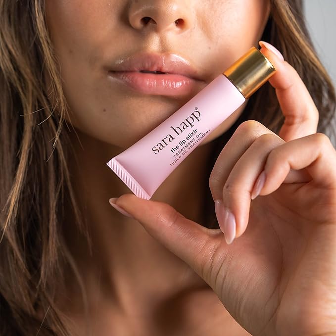 Sara Happ The Lip Elixir: Hydrating Lip Treatment Oil for Lips: Refine Fine Lines & Reduce Signs of Aging, Rejuvenating, Moisturizing with Jojoba Oil & Hyaluronic Acid, 0.45 oz.-Velvo Beauty