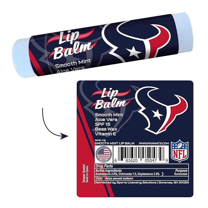 FANMATS 34663 Houston Texans Smooth Mint SPF 15 Lip Balm-Velvo Beauty
