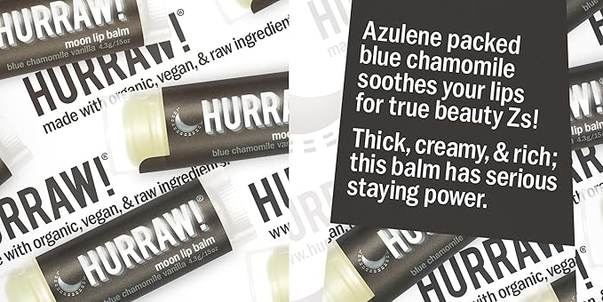 Hurraw! Moon Night Treatment (Blue Chamomile, Vanilla) Lip Balm, 2 Pack: Organic, Certified Vegan, Cruelty and Gluten Free. Non-GMO, 100% Natural Ingredients. Bee, Shea, Soy and Palm Free. Made in USA-Velvo Beauty