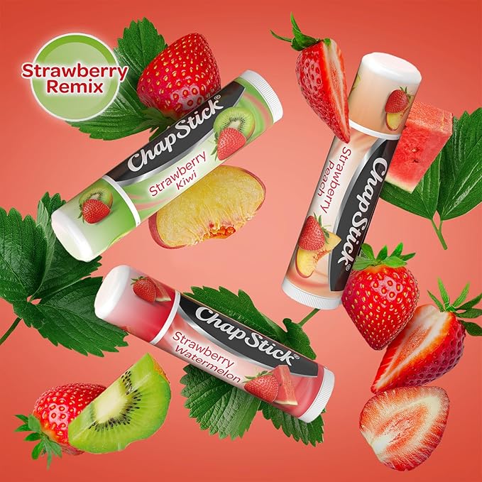 ChapStick Lip Moisturizer, Strawberry Remix 3-Packs (12 Sets/36 Tubes) – Bulk Lip Balm, Refreshing & Sweet, 0.15 Oz Ea-Velvo Beauty