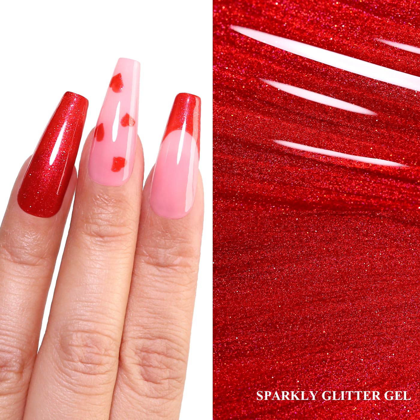 Imtiti Glitter Gel Nail Polish, Christmas Red Iridescent Glitter Gel Polish Diamond Shimmer Sparkle Soak Off UV LED Nail Gel Polish Autumn Winter Gel Polish Manicure Gel Nail Kit 10ML-Velvo Beauty